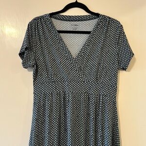 LL Bean Summer Knit Dress, Navy, Petite Medium